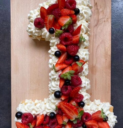 Number cake aux fruits rouges